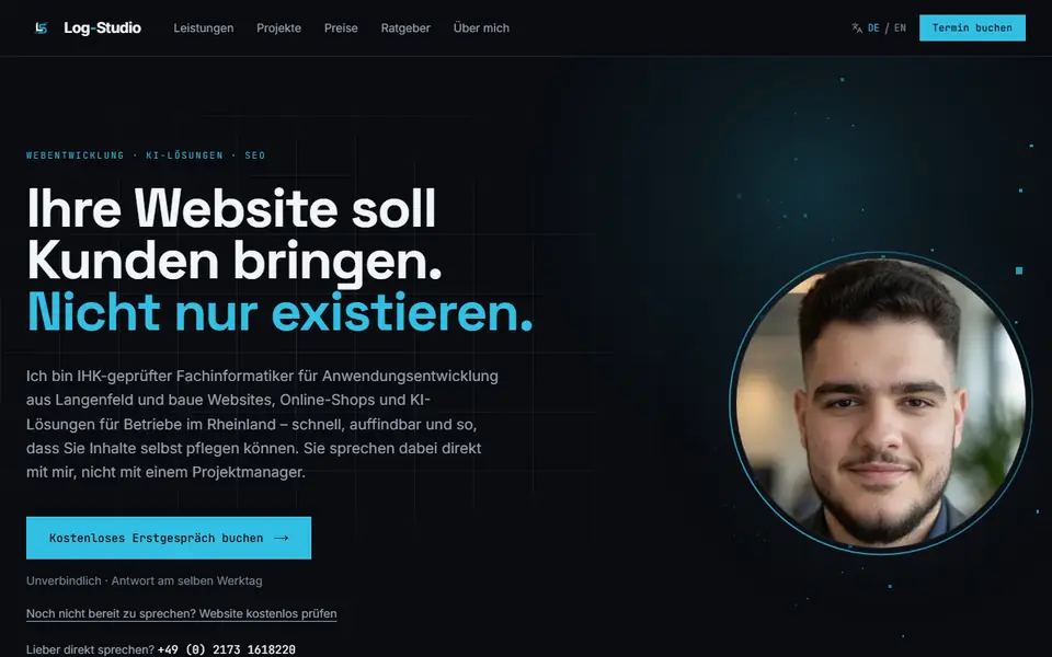 Log-Studio – Vorschau der Website