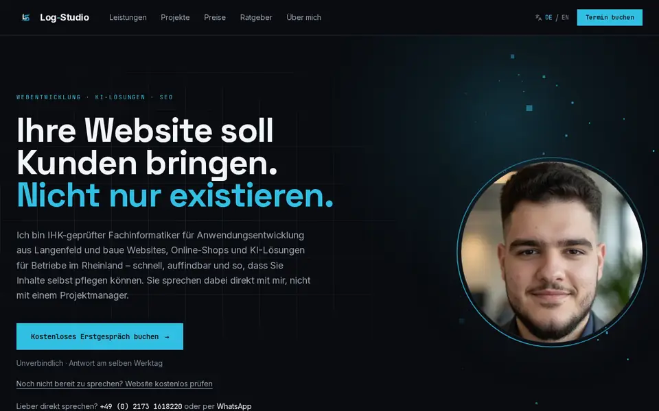 Log-Studio – Vorschau der Website