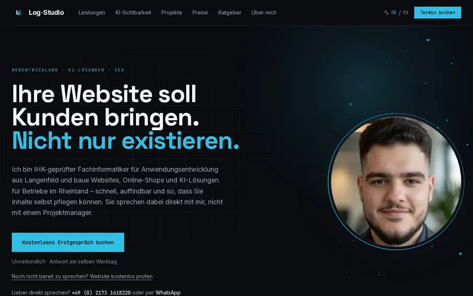 Log-Studio – Vorschau der Website