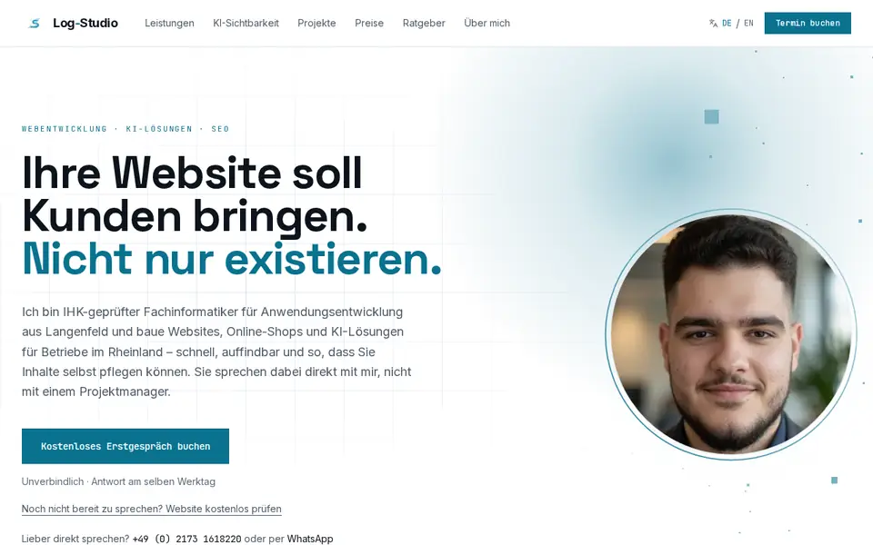 Log-Studio – Vorschau der Website
