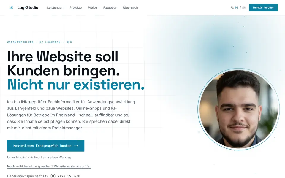 Log-Studio – Vorschau der Website