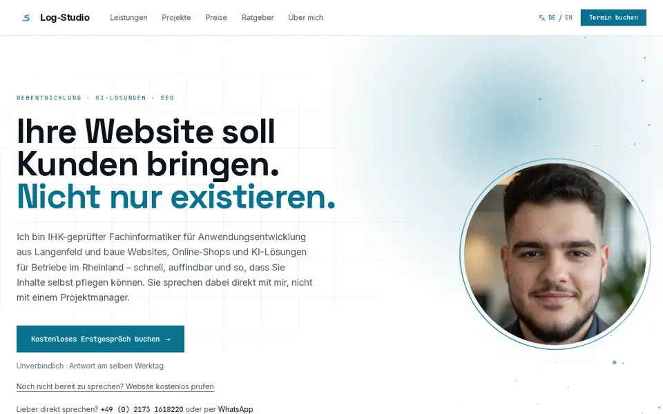 Log-Studio – Vorschau der Website